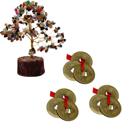 DivyaMantra Feng Shui Natural Multicolor Healing Gemstone Crystal Bonsai Fortune Tree and Set of 3 Three Lucky Chinese Coins with Red Ribbon for Good Luck, Wealth & Prosperity Decorative Showpiece - 19 cm(Crystal, Multicolor)
DivyaMantra Feng Shui Natural Multicolor Healing Gemstone Crystal Bonsai Fortune Tree and Set of 3 Three Lucky Chinese Coins with Red Ribbon for Good Luck, Wealth & Prosperity Decorative Showpiece - 19 cm(Crystal, Multicolor)