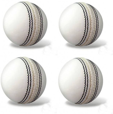 GLS Genuine Leather 2 Piece Cricket Ball Standard Size 5.5 - Pack of 4 Cricket Leather Ball(Pack of 4, White)
