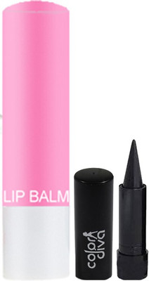 Color Diva Lip Balm With Kajal Makeup Makeup Combo(Set of 2)