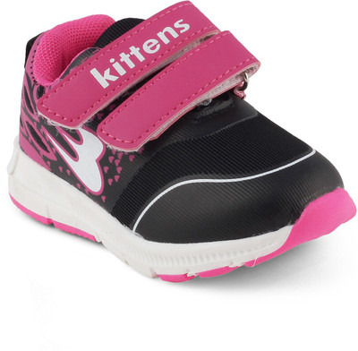 KITTENS Girls Velcro Running Shoes(Pink, Black/fuc