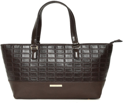 Addons Embossed Tote Bag Shoulder Bag(Brown, 5 L)