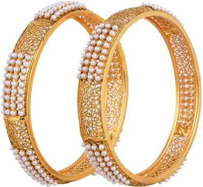 Zeneme Alloy Bangle Set(Pack of 2), Gold