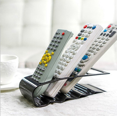 Trendy 4 Compartments Iron Remote Control Holder(Black)