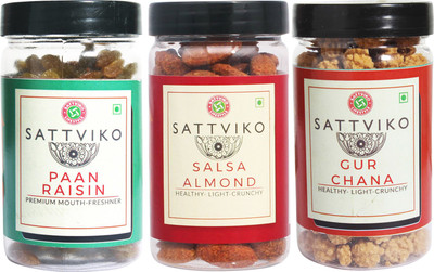 Sattviko Roasted Salsa Almonds, Paan Raisin, and Gur Chana Combo(310 gram) Combo(310)
Sattviko Roasted Salsa Almonds, Paan Raisin, and Gur Chana Combo(310 gram) Combo(310)