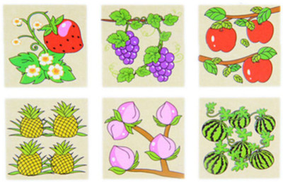 Akrobo 9 Piece Colorful Wooden Block, Fruit Theme(9 Pieces)