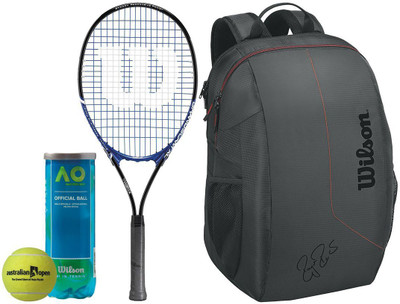 Wilson All Tennis Kit (Grand Slam Aluminium Alloy Tennis Racquet for Adults + Australia Open Tennis Ball, pack of 3 + Team Tennis Racquet bag) Tennis Kit
Wilson All Tennis Kit (Grand Slam Aluminium Alloy Tennis Racquet for Adults + Australia Open Tennis Ball, pack of 3 + Team Tennis Racquet bag) Tennis Kit