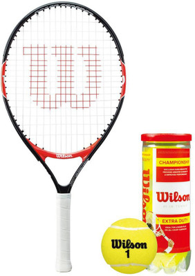 Wilson Racquet and Ball Tennis Kit (Roger Federer 25" Racquet for age 9-10 Years + Championship Tennis Ball, pack of 3) Tennis Kit
Wilson Racquet and Ball Tennis Kit (Roger Federer 25" Racquet for age 9-10 Years + Championship Tennis Ball, pack of 3) Tennis Kit