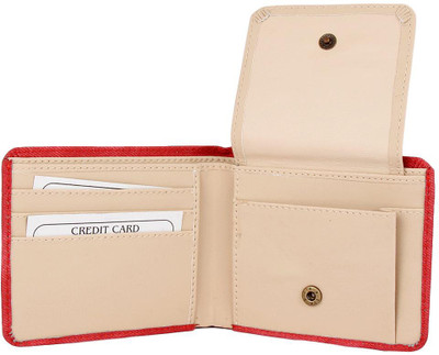 J JAREEN Men Red Denim Wallet(6 Card Slots), Light red