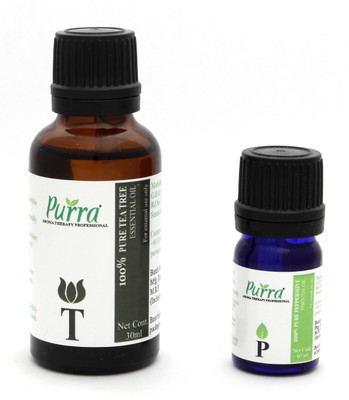Purra Australian Teatree Essential Oil 30 ML + Peppermint Essential Oil 05 ML for Acne, Dandruff, Skin & Hair -100% Pure , Natural & Undiluted ( Combo )(35 ml) 
Purra Australian Teatree Essential Oil 30 ML + Peppermint Essential Oil 05 ML for Acne, Dandruff, Skin & Hair -100% Pure , Natural & Undiluted ( Combo )(35 ml)