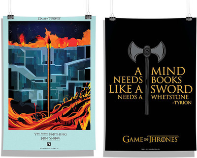 Game Of Thrones -You Know Nothing Jon Snow & A Mind Needs Books Wall Deco Poster Paper Print(18 inch X 12 inch, Rolled)
