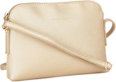 Chemistry Women Casual Gold Genuine Leather Sling Bag