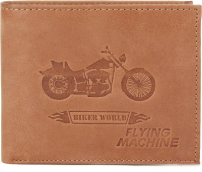 Flying Machine Men Brown Genuine Leather Wallet(5 Card Slots), Tan