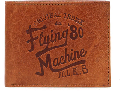 Flying Machine Men Brown Genuine Leather Wallet(5 Card Slots)