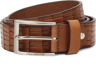 Peter England Men Tan Genuine Leather Belt