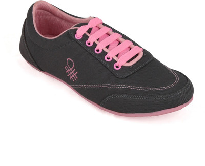 Spellio Canvas Shoes For Women(Grey, Pink