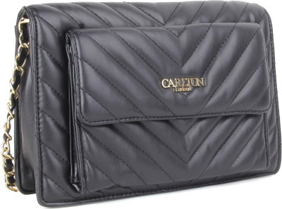 Carlton London Women Evening/Party Black Leatherette Sling Bag