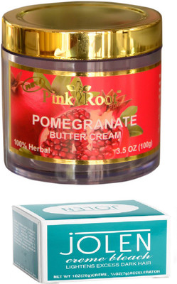 Jolen Crème Bleach 14g+ 4gm Accelerator, Pink Root Pomegranate Butter Cream 100gm(Set of 2)
Jolen Crème Bleach 14g+ 4gm Accelerator, Pink Root Pomegranate Butter Cream 100gm(Set of 2)