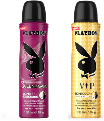 Playboy Vip W + Queen Deodorant Spray - For Women(300 ml, Pack of 2)