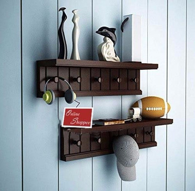 Onlineshoppee Hangers MDF Wall Shelf(Number of Shelves - 2, Brown)