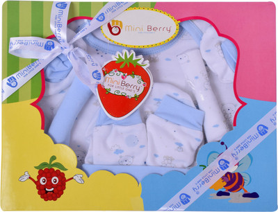 Momsyard 6 PC Teddy Print Gift Set Blue(Blue)