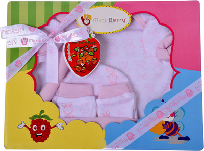 Momsyard 6 PC Heart Print New Born Gift Set Pink(Pink Heart)