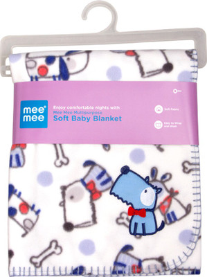 MeeMee Printed Blanket(Cotton, White