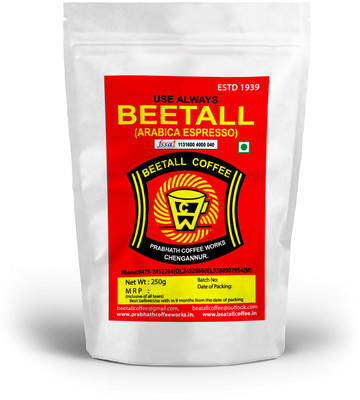 BEETALL Arabica Espresso Coffee Powder 1000 gm (Coarse Ground,) for brewing in Moka pot-Coffee in a measure is a treasure- Roast & Ground Coffee(4 x 250 g)
BEETALL Arabica Espresso Coffee Powder 1000 gm (Coarse Ground,) for brewing in Moka pot-Coffee in a measure is a treasure- Roast & Ground Coffee(4 x 250 g)