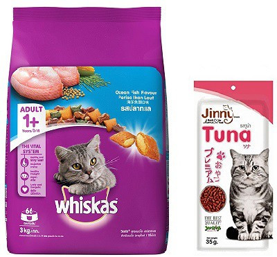 Pawsitively Whiskas Adult Cat Food Pocket Ocean Fish - 3 kg With Free JerHigh Jinny Tuna Flavour Cat Snack - 35 gm Worth 110/- Fish 3 kg Dry Cat Food(Pack of 2)
Pawsitively Whiskas Adult Cat Food Pocket Ocean Fish - 3 kg With Free JerHigh Jinny Tuna Flavour Cat Snack - 35 gm Worth 110/- Fish 3 kg Dry Cat Food(Pack of 2)