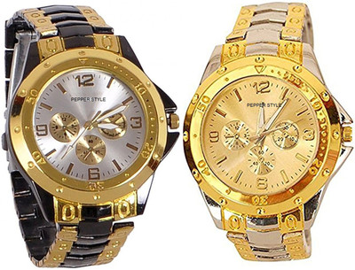 PEPPER STYLE Golden Black Metal And Golden Silver Metal Analogue Watch Boys & Mens STYLE 036 Watch - For Men
PEPPER STYLE Golden Black Metal And Golden Silver Metal Analogue Watch Boys & Mens STYLE 036 Watch - For Men