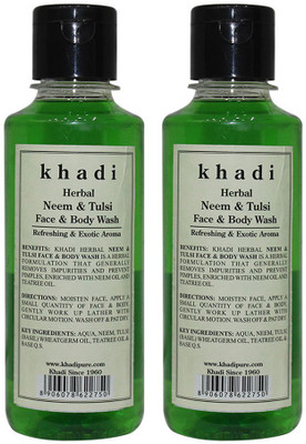 Khadi Herbal Neem & Tulsi Face and Body Wash(420 ml, Pack of 2)