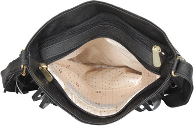 ayeshu Women Casual Black Genuine Leather Sling Bag