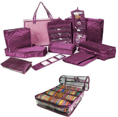 Addyz Combo of 11 Pieces Marriage Bridal Set & 1 Piece 4 Rods Satin Bangle Kit . Jewellery, Storage Bag Vanity Box(Purple)
Addyz Combo of 11 Pieces Marriage Bridal Set & 1 Piece 4 Rods Satin Bangle Kit . Jewellery, Storage Bag Vanity Box(Purple)