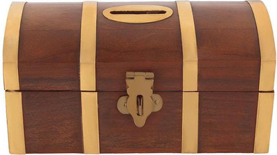 Craft Art India Decorative Handmade Wooden Money Bank/Piggy Bank/Coin Bank {CAI-HD-0253/Size(Inch):2.7x2.8x5.5} Coin Bank(Brown)