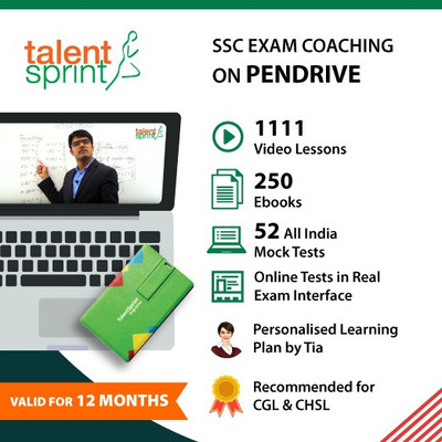 TalentSprint CGL and CHSL Exams Coaching on Pendrive (Valid for 12 months) - 1111 Videos, 250 Ebooks, Daily Practice Tests, 52 All India Mock Tests and more(Pendrive)
TalentSprint CGL and CHSL Exams Coaching on Pendrive (Valid for 12 months) - 1111 Videos, 250 Ebooks, Daily Practice Tests, 52 All India Mock Tests and more(Pendrive)