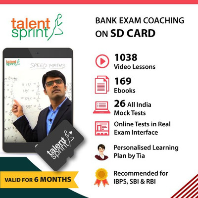 TalentSprint IBPS, SBI Exams & RBI Coaching on SD Card (Valid for 6 months) - 1038 Videos, 169 Ebooks, Daily Practice Tests, 26 All India Mock Tests and more(SD Card)
TalentSprint IBPS, SBI Exams & RBI Coaching on SD Card (Valid for 6 months) - 1038 Videos, 169 Ebooks, Daily Practice Tests, 26 All India Mock Tests and more(SD Card)