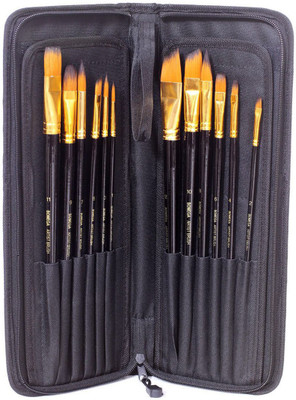 Isomars Flat, Angular, Filbert, Round Paint Brush(Black)