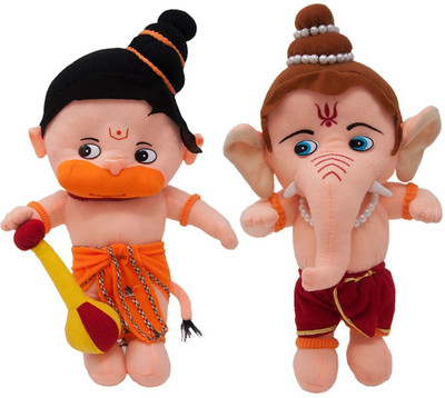 MTC Lord Baal Hanuman & Ganesha Hindu Idol Combo Soft Plush Toy- 34cm - 34 cm(Blue)