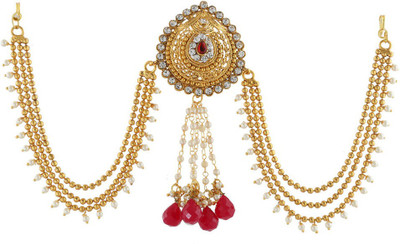 Anuradha Art Jewellery Traditional Hair Brooch Hair Clip(Gold)