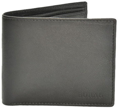 BURAK Men Black Genuine Leather Wallet(4 Card Slots)