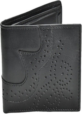 BURAK Men Black Genuine Leather Wallet(4 Card Slots)