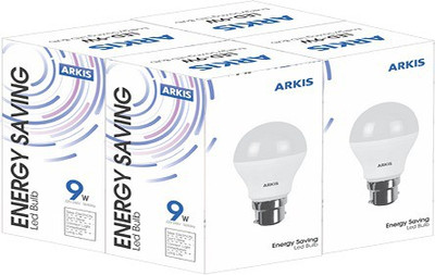 ARKIS 9 W Round B22 LED Bulb(White, Pack of 4)