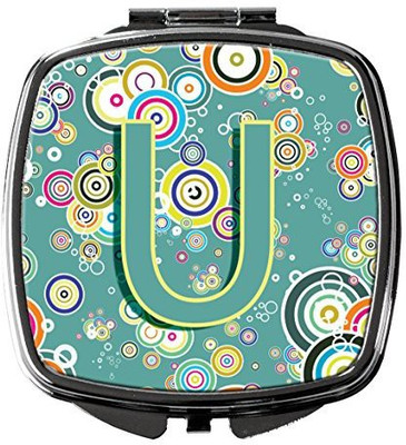 Caroline's Treasures CJ2015-USCM Letter U Circle Teal Initial Alphabet Compact Mirror