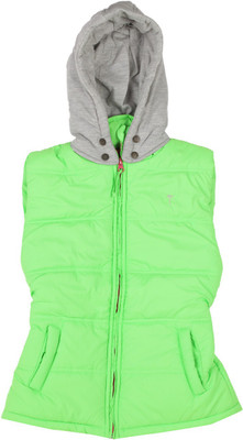Palm Tree Sleeveless Solid Girls Jacket, 1348