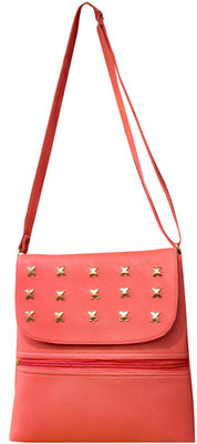 HD Girls Casual Pink Rexine Sling Bag