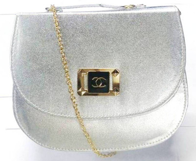 MODESTIE Girls Evening/Party Silver PU Sling Bag
