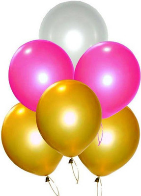 Themez Only Solid PINK GOLD & WHITE Balloon(Pink, Gold, White, Pack of 51)