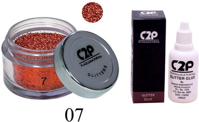 C2P Professional Make-Up Eye Glitters and Glitter Glue Combo(Set of 2)