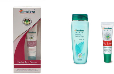 Himalaya under eye cream, refreshing and clarifying toner, lip balm(Set of 3)