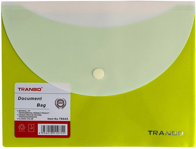 TRANBO Polyproplyne A5 Document Bag with Front & Back Pocket, 1 Pc Set, Assorted Colors(Set Of 1, Green)
TRANBO Polyproplyne A5 Document Bag with Front & Back Pocket, 1 Pc Set, Assorted Colors(Set Of 1, Green)