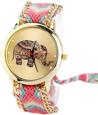TWIT TW0181 Elephant Dial Pink Fabric Belt Womens Watches Watch - For Girls